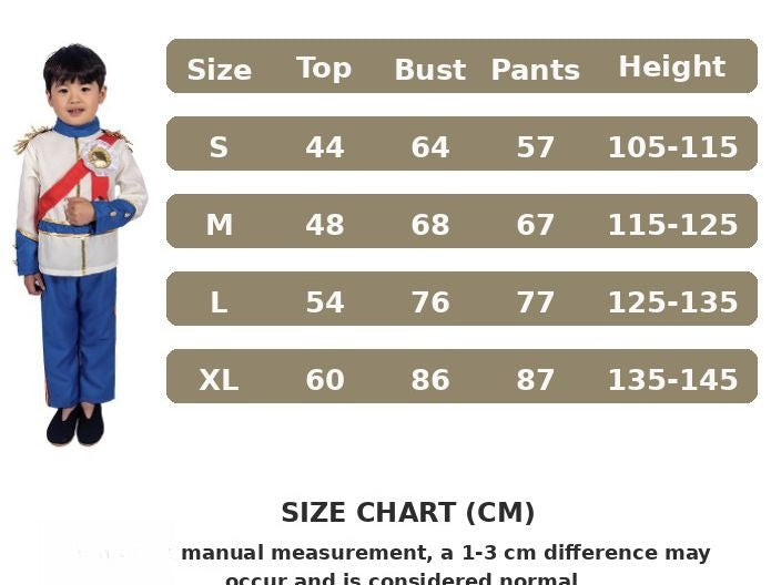 Kids Boys Prince Charming Costume Medieval Royal Prince Outfit Costume Aged 3-10