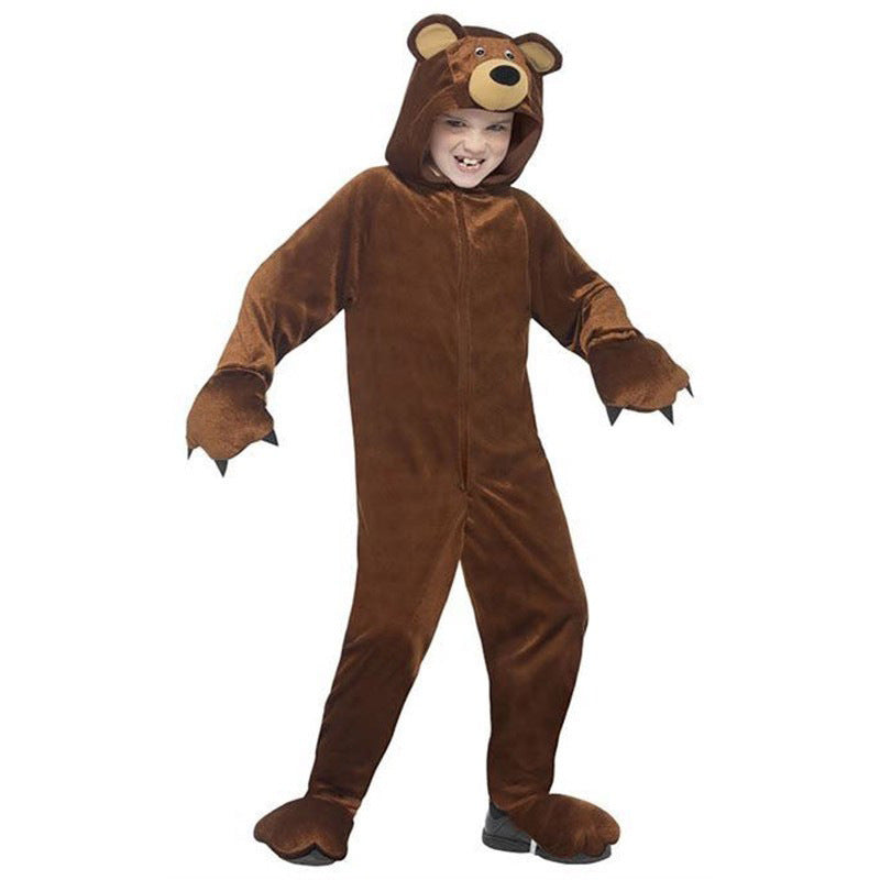 Kids Brown Bear Costume Jumpsuit Book Week Animal Fancy Dress | MEEJOY