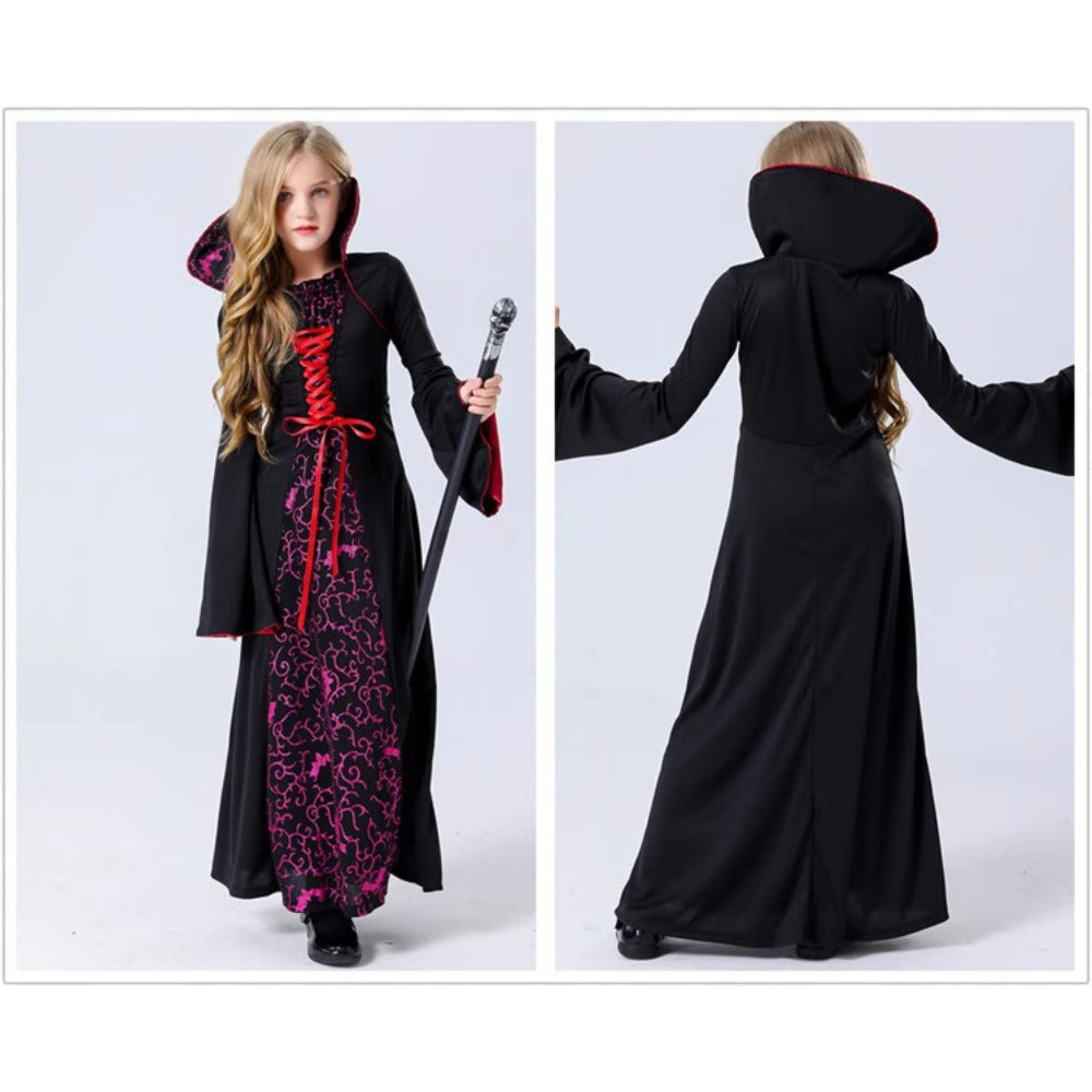 Girls Gothic Evil Queen Costume – Vampire Witch Halloween Dress