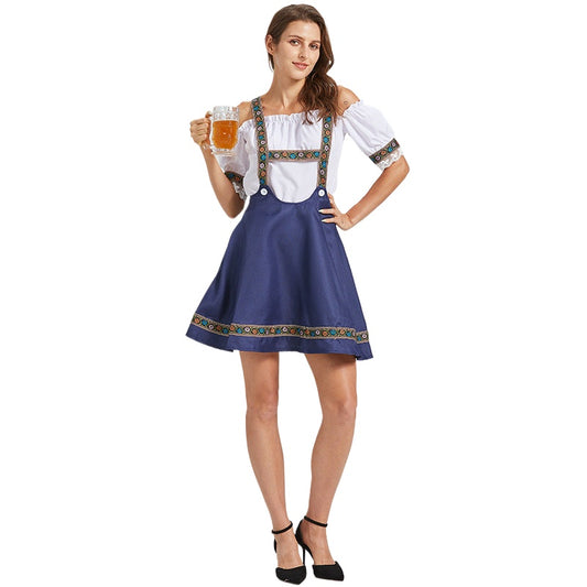 2PC Women Dirndl Dress Bavarian German Traditional Oktoberfest Beer Girl Costume