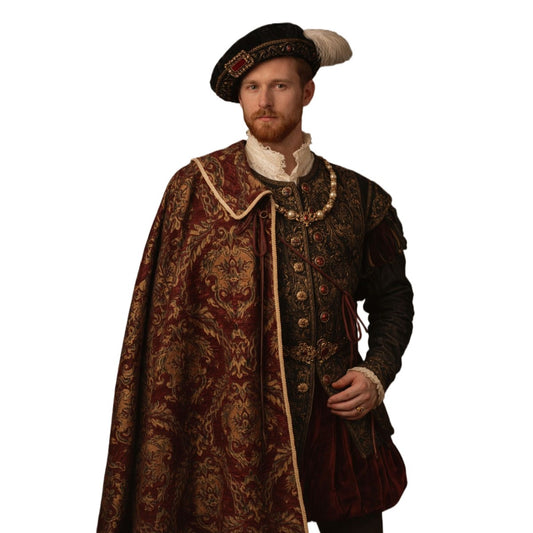 Medieval Renaissance Tudor King Half Shoulder Cloak Noble Ren Faire Costume