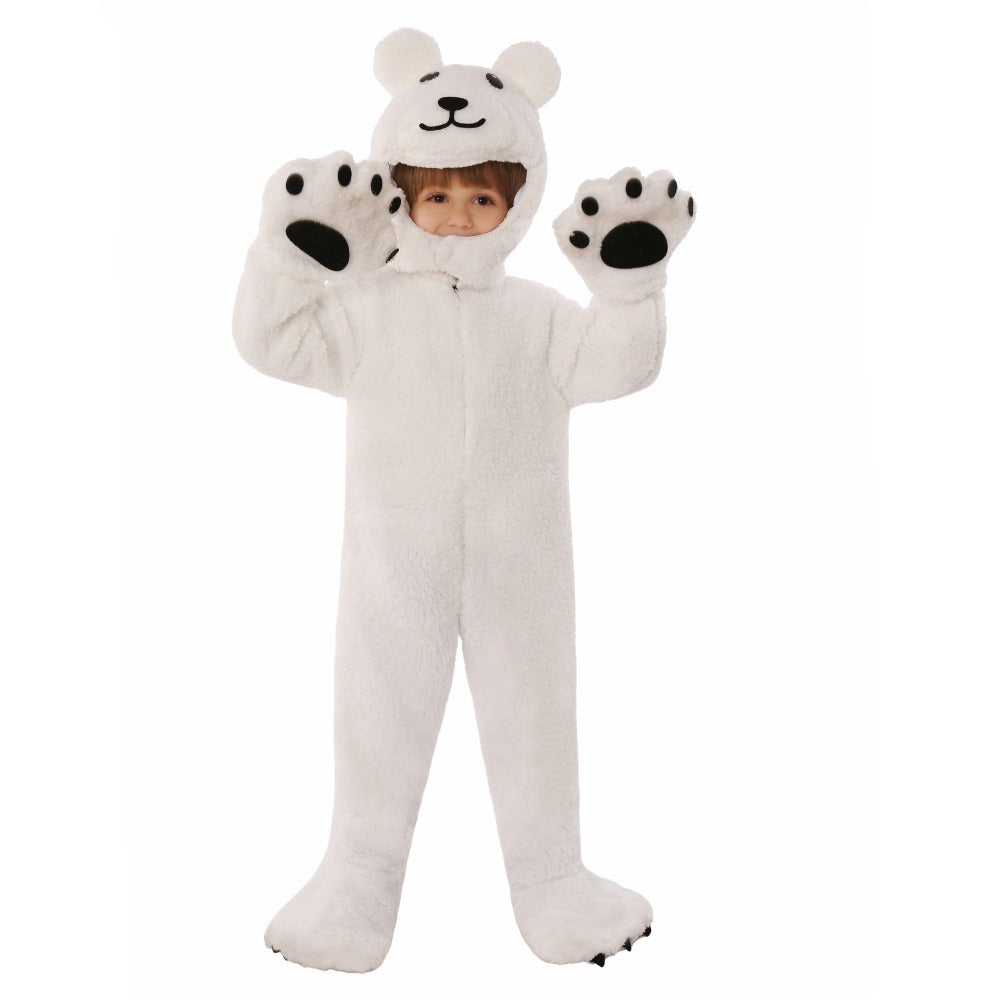 Kids Polar Bear Animal Costume Onesie White Bear Fancy Dress Pajamas | MEEJOY