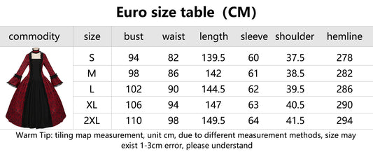 Renaissance Medieval Victoria Women Party Dress Palace Retro Skirt