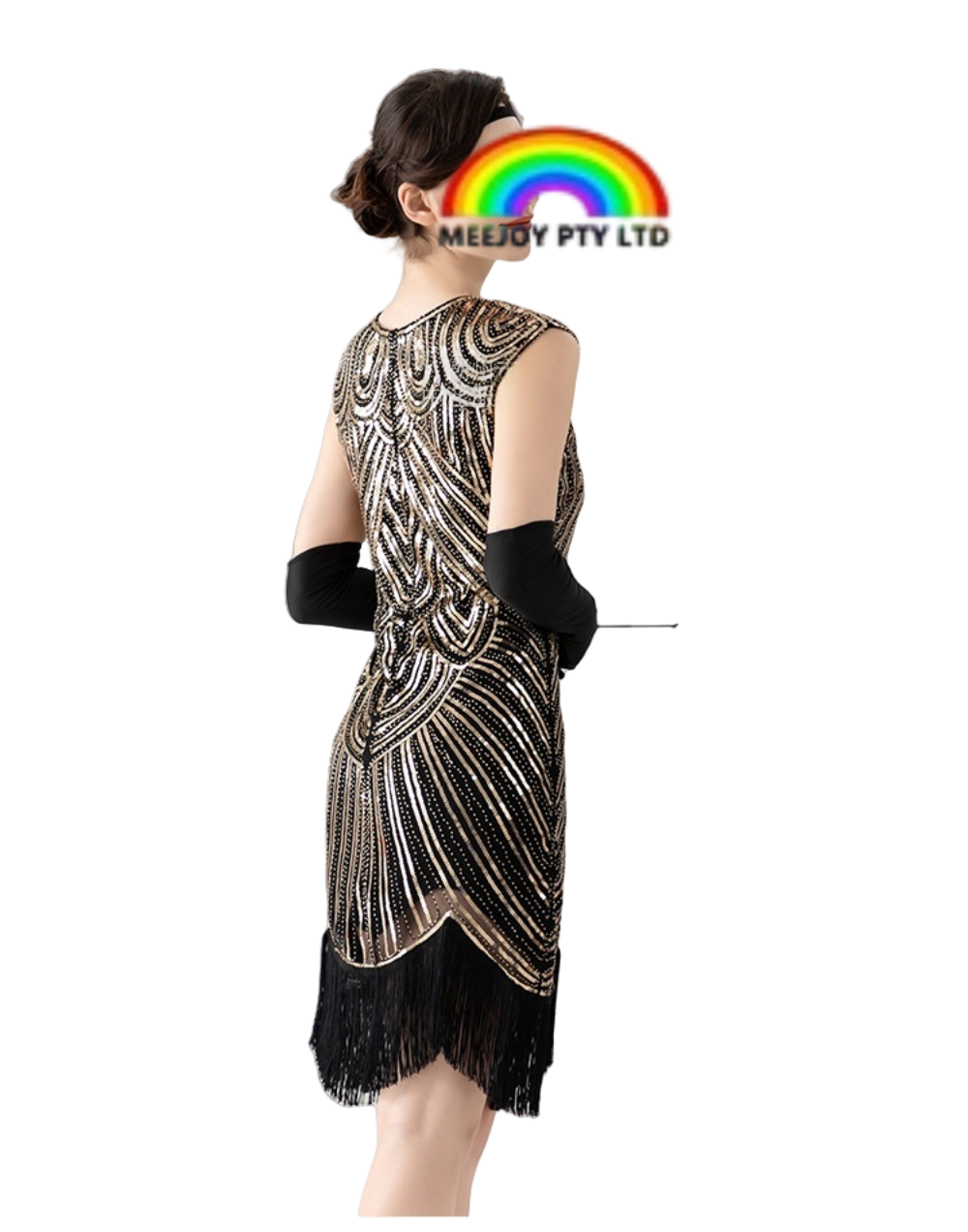 slim fit dress slacks Deluxe Black Gold 1920s Flapper Dress