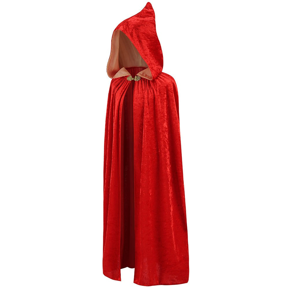 Kids Red Riding Hood Cloak Christmas Hooded Velvet Cape Fairy Tale Costume
