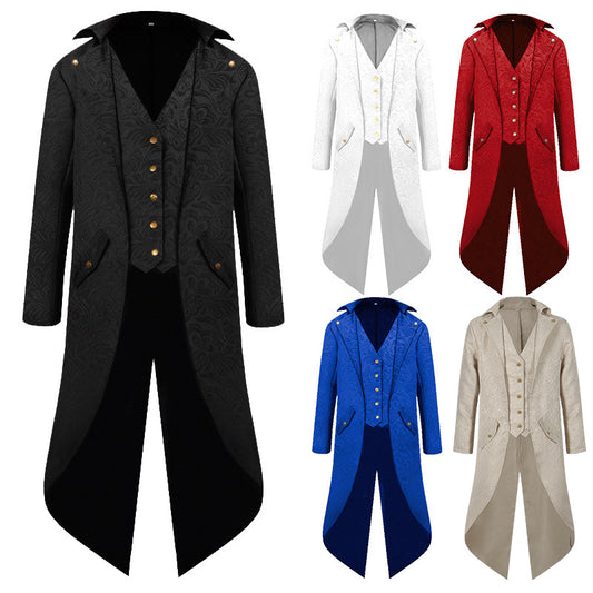 Men's Steampunk Vintage Medieval Tailcoat Jacket Retro Gothic Victorian Frock Coat Uniform