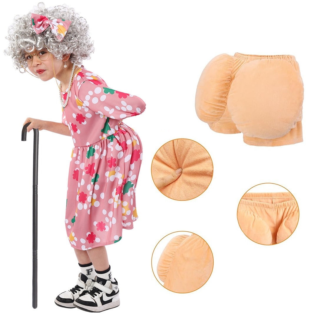 Kids Old Person Costume Set Grandma Grandpa School Reading Day Party