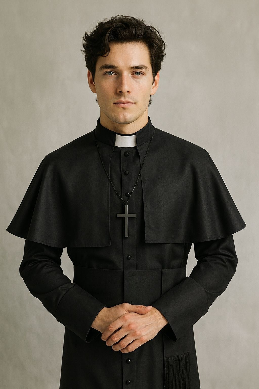 Men Medieval Monk Costume for Wizards Priests Halloween Cosplay God Father Robe