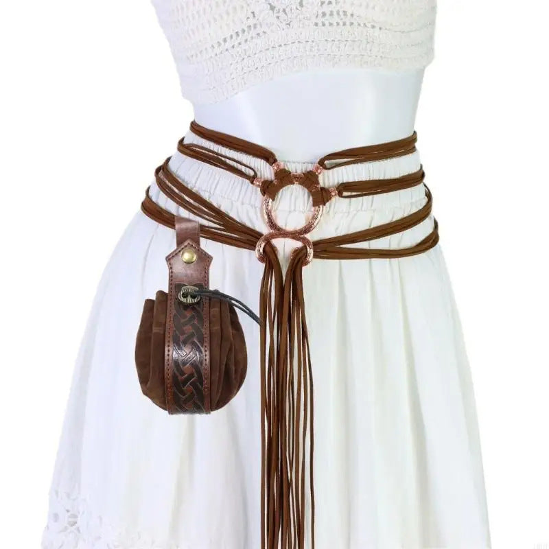 Womens Medieval Renaissance Belt Viking Dress Waist Sash Faux Leather