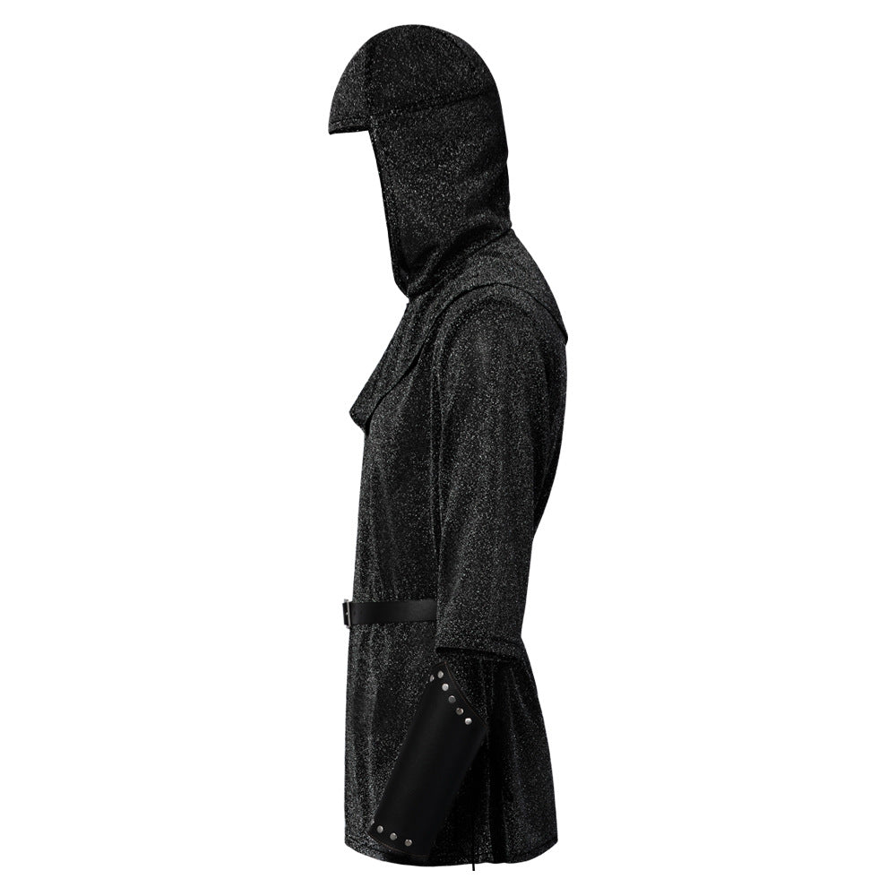 Medieval Knight Faux Chainmail Costume Mens Hood Tunic Belt Halloween LARP