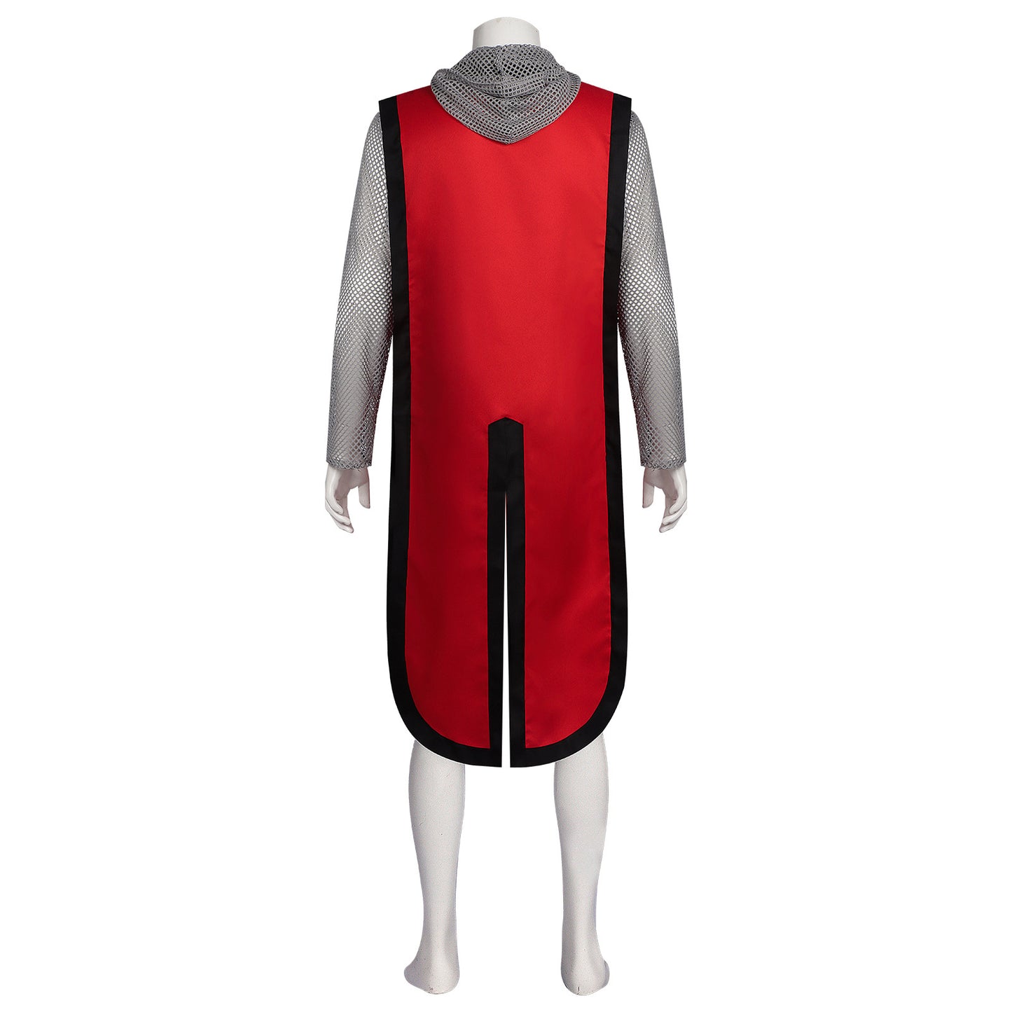 Medieval Knight Costume Mens Hooded Chainmail Look Shirt Halloween LARP Cosplay