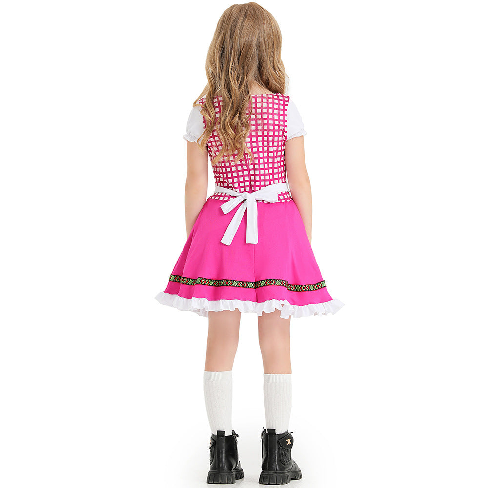 Girls Bavarian Dirndl Costume German Oktoberfest Party Performance Dress