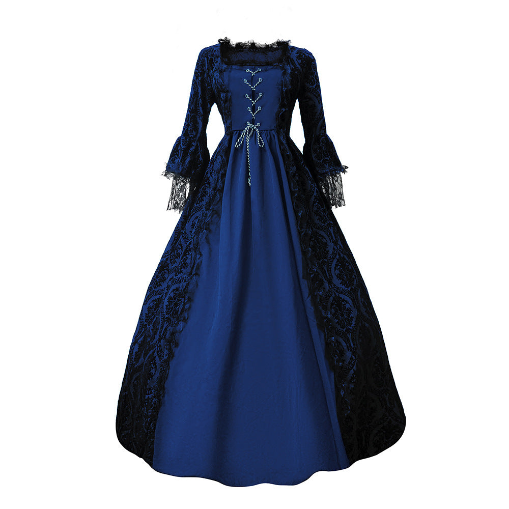 Women’s Vintage Gothic Renaissance Lace Court Dress Medieval Victorian Ball Gown