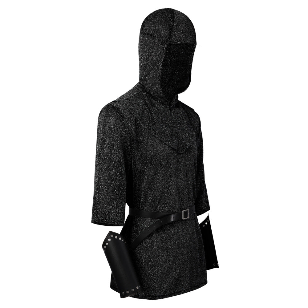 Medieval Knight Faux Chainmail Costume Mens Hood Tunic Belt Halloween LARP