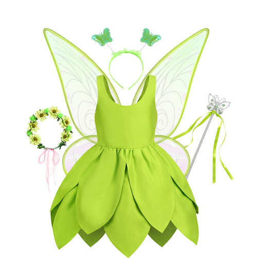 Green Elf Elsa Wonderful Fairy Tinker Bell Princess Dress Tinker Bell