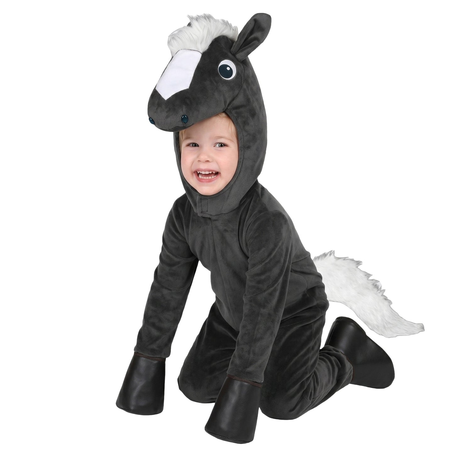 Kids Horse Fancy Dress Jumpsuit with Hood Hoof Covers Party Costume