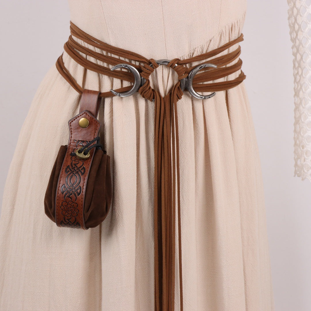 Womens Medieval Renaissance Belt Viking Dress Waist Sash Faux Leather