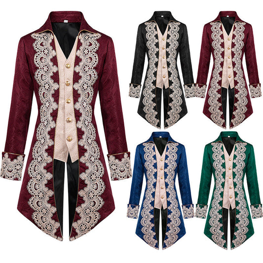 Men's Steampunk Medieval Jacket Gothic Victorian Tailcoat Era Frock Jacket Uniform