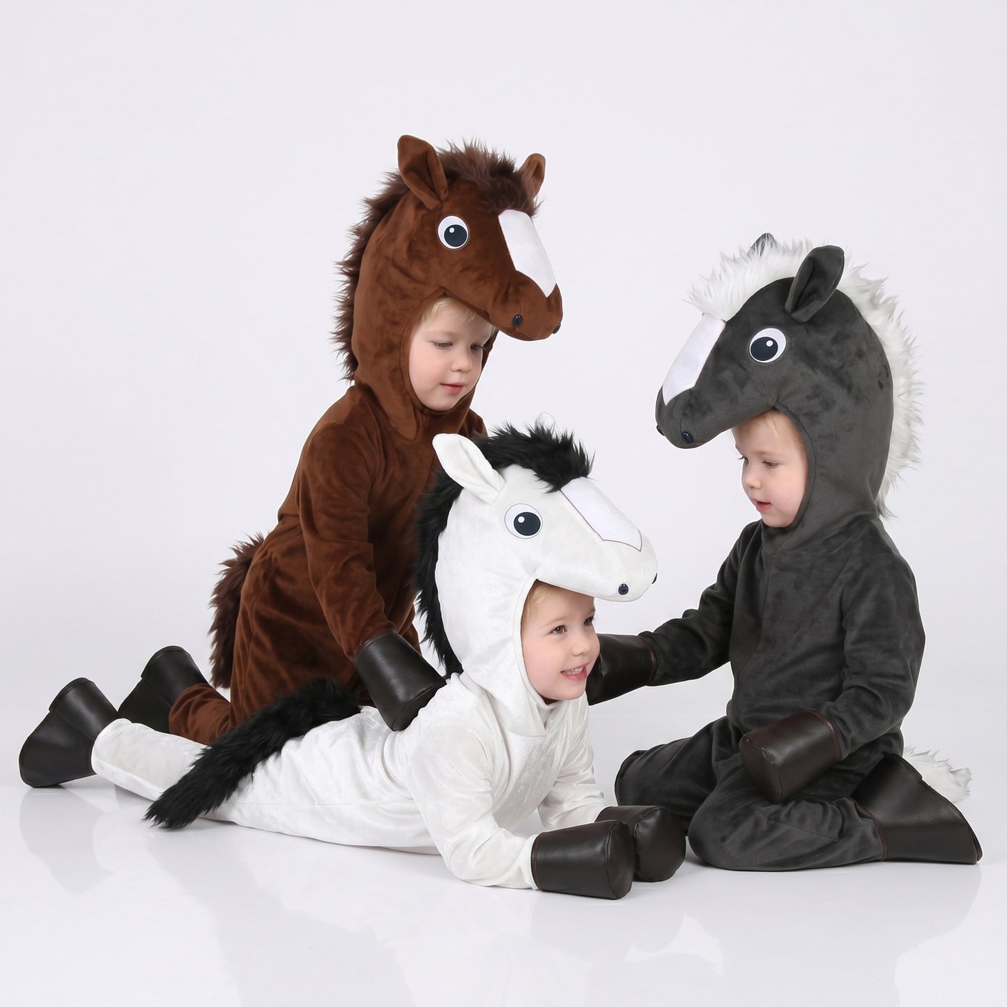 Kids Horse Fancy Dress Jumpsuit with Hood Hoof Covers Party Costume