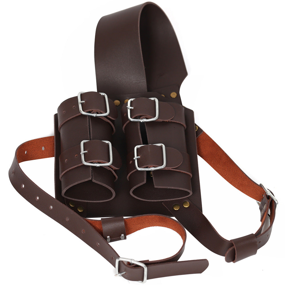 Medieval Double Sword Scabbard Harness PU Leather Knight LARP Back Holder