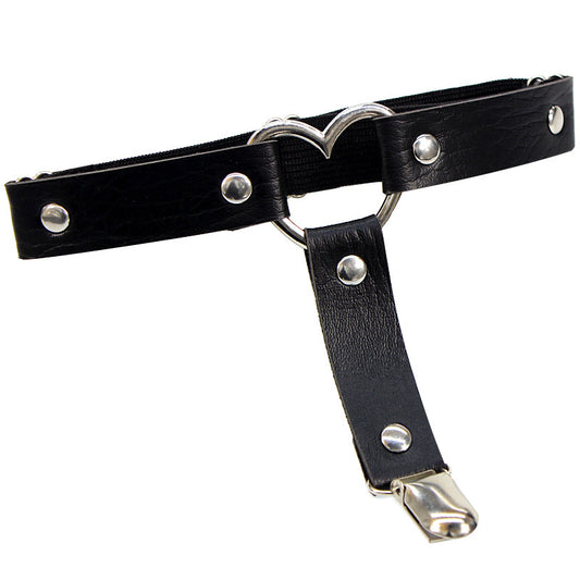 Punk Love-Shaped Leather Leg Ring: Japanese Non-Slip Thigh Socks Foot Ring Garter