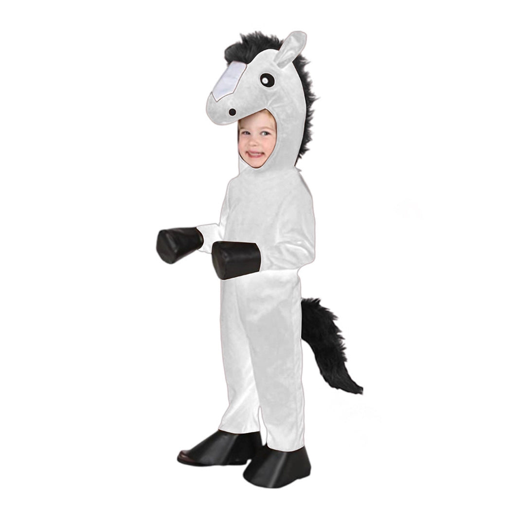 Kids Horse Fancy Dress Jumpsuit with Hood Hoof Covers Party Costume
