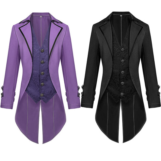 Halloween Men's Steampunk Gothic Tailcoat Jacket - Victorian Pirate Vampire Costume