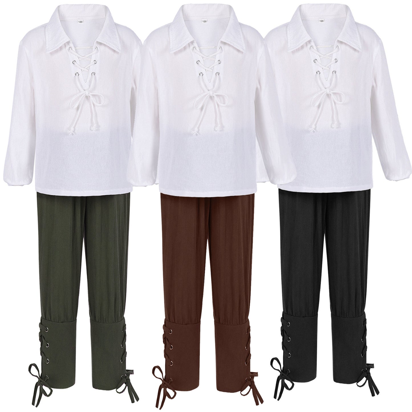 Kids Pirate Costume Set – Medieval Renaissance Shirt &amp; Cropped Pants BY MEEJOY