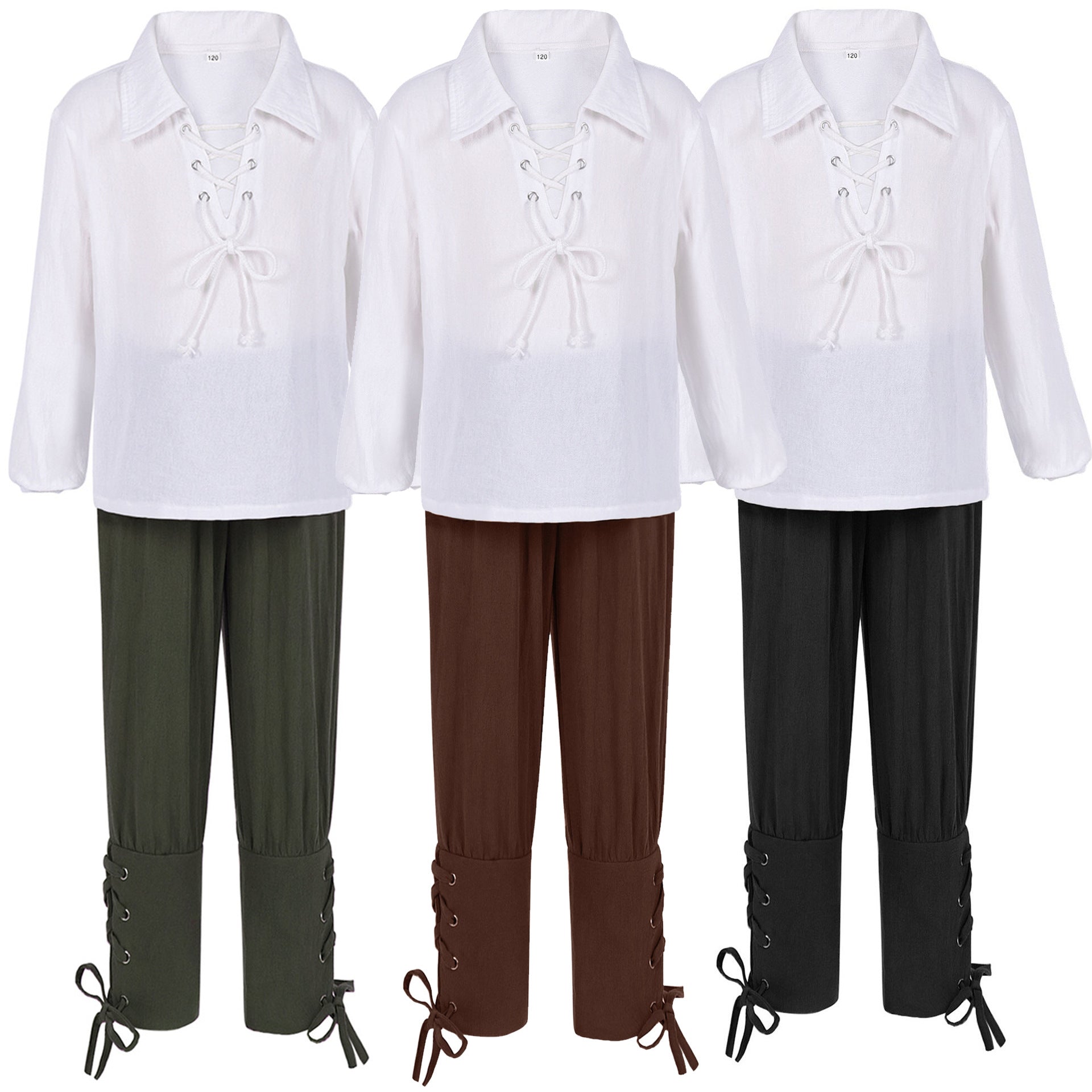 Kids Pirate Costume Set – Medieval Renaissance Shirt &amp; Cropped Pants BY MEEJOY