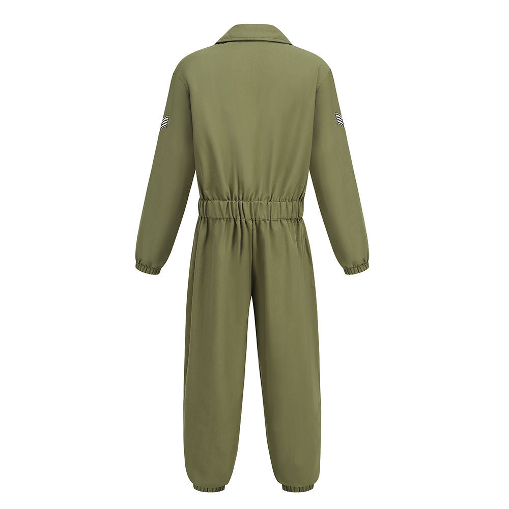 Kids Pilot Costume Flight Suit Air Force Uniform Boys Girls Aviator Cosplay Outfit