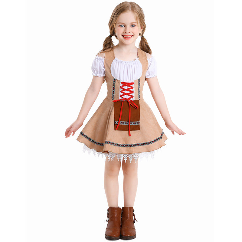 Girls Oktoberfest Costume Bavarian German Dirndl Dress Kids Fancy Dress