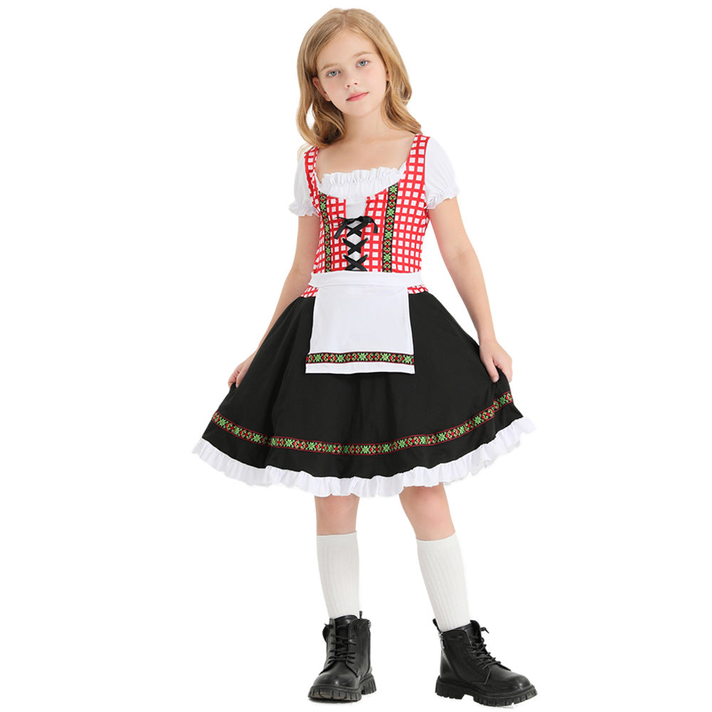 Girls Bavarian Dirndl Costume German Oktoberfest Party Performance Dress