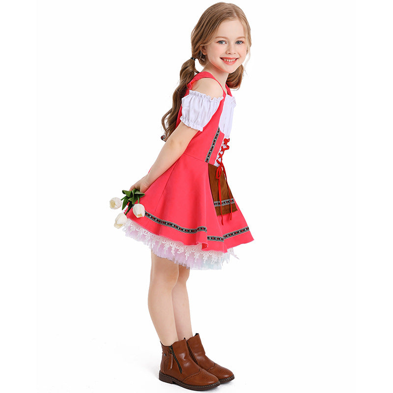 Girls Oktoberfest Costume Bavarian German Dirndl Dress Kids Fancy Dress
