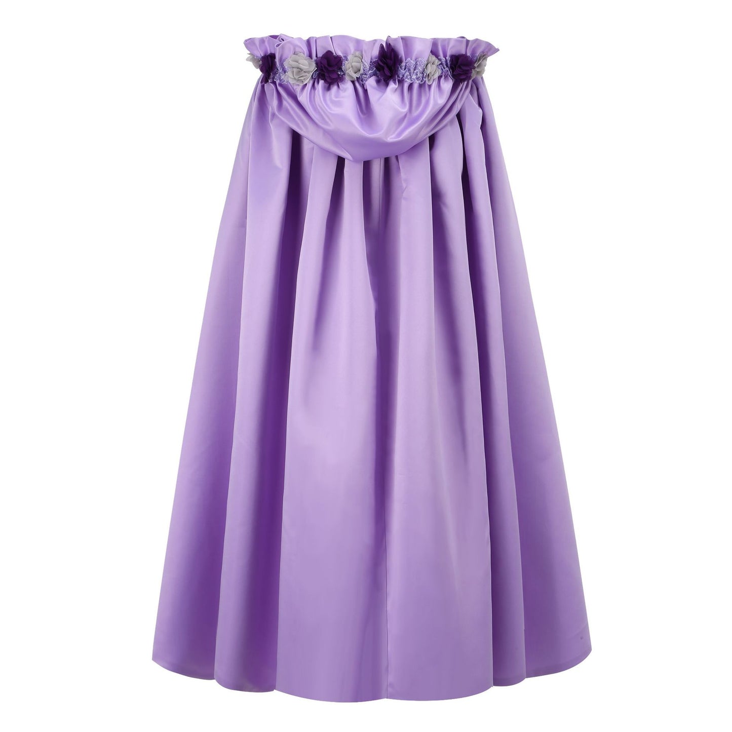 Girls Purple Satin Hooded Cloak Fairy Princess Dress Cape Christmas Cosplay Outfit