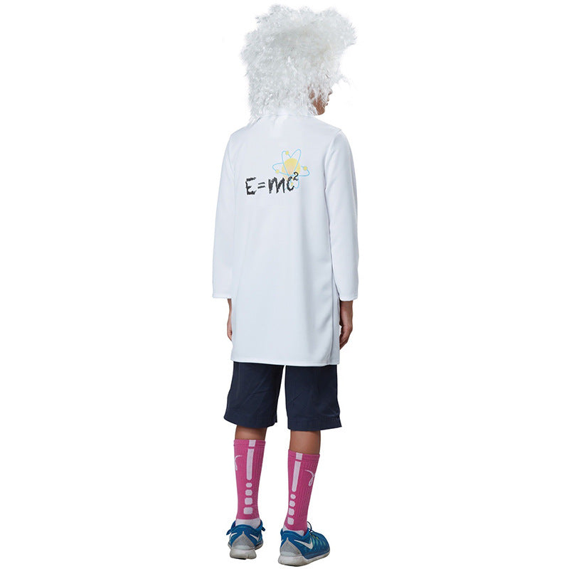 Child Physicist Costume Einstein Cosplay Lab Coat Wig Tie Fancy Dress