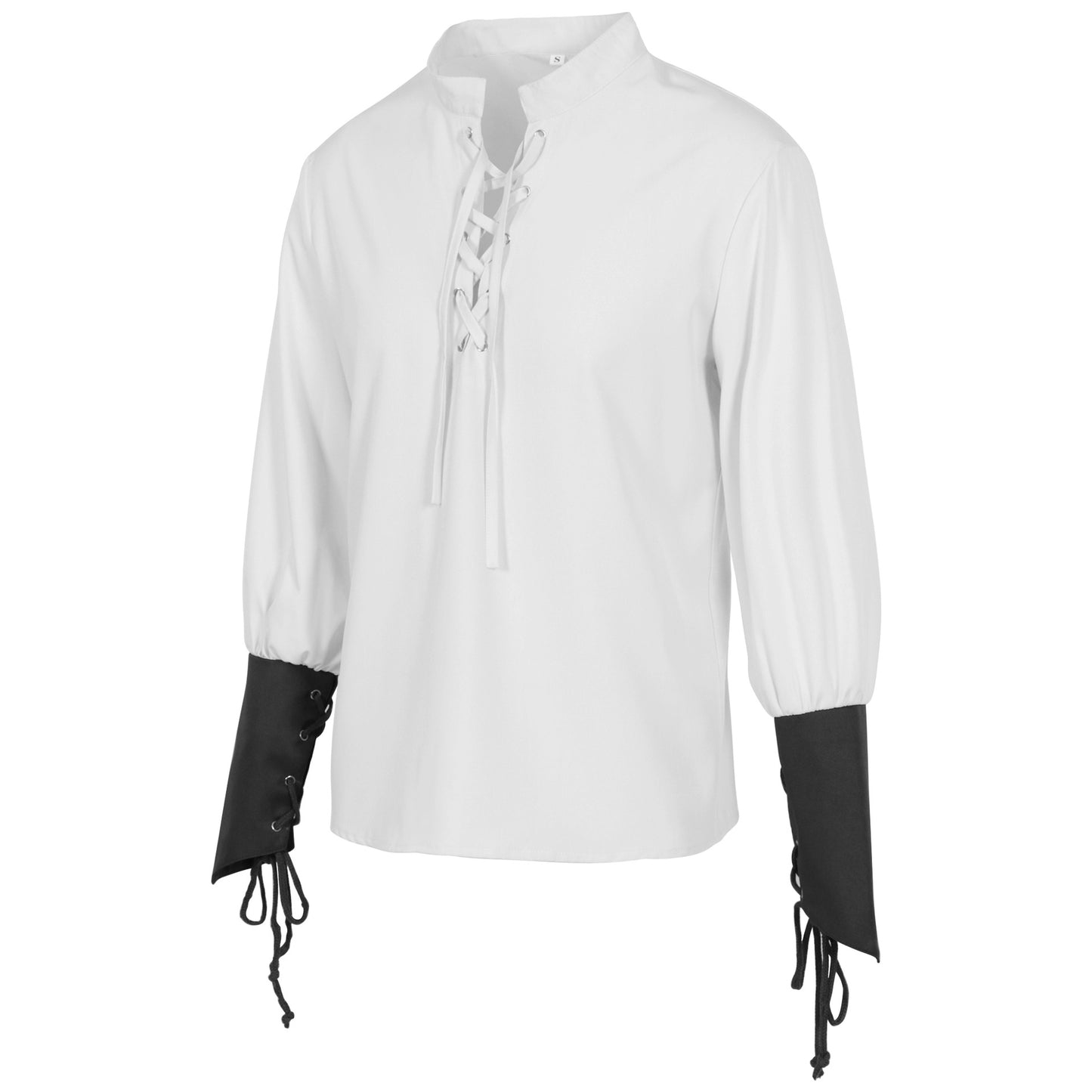 Mens Steampunk Pirate Shirt Lace Up Long Sleeve Medieval Tunic Top 3 Colors