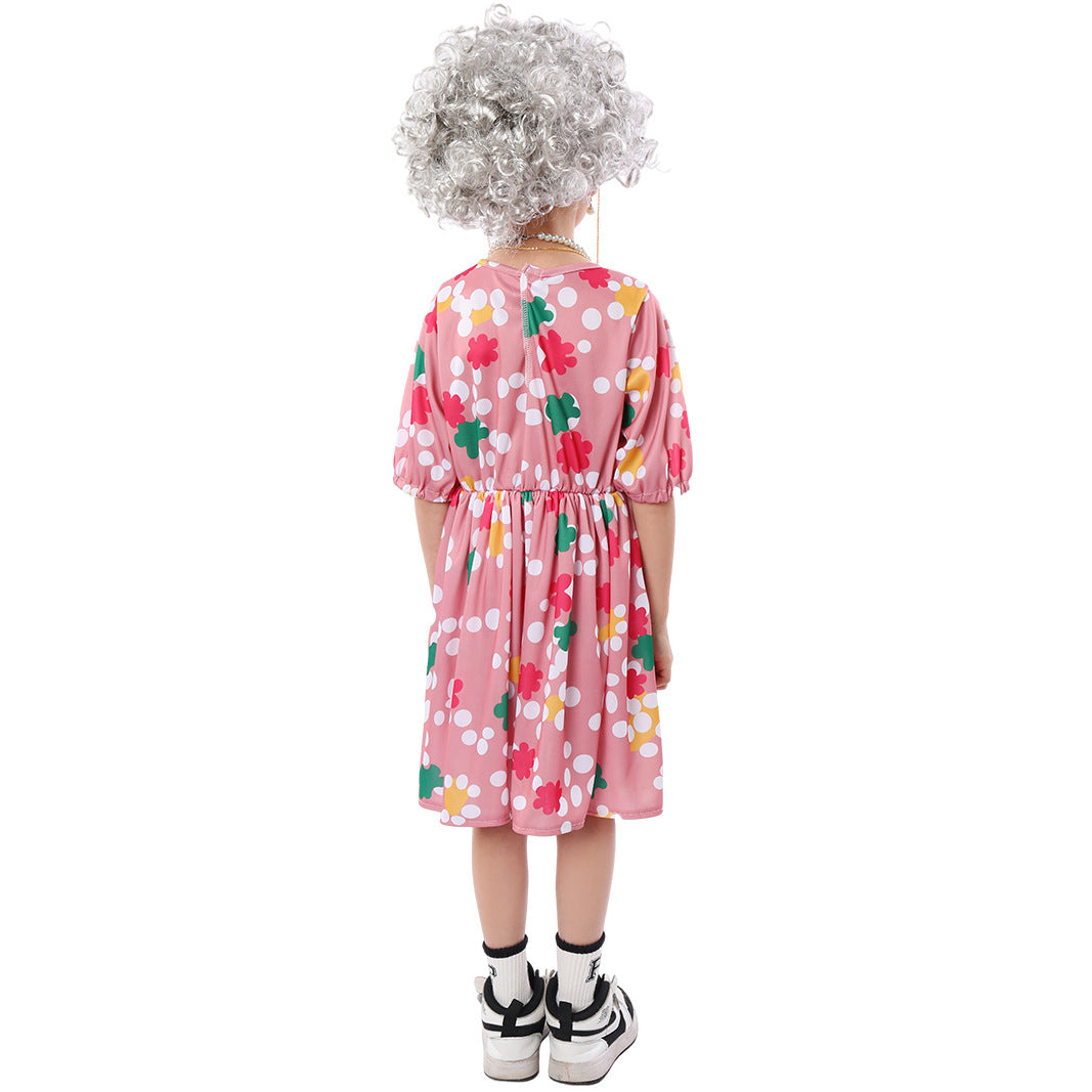Kids Old Person Costume Set Grandma Grandpa School Reading Day Party