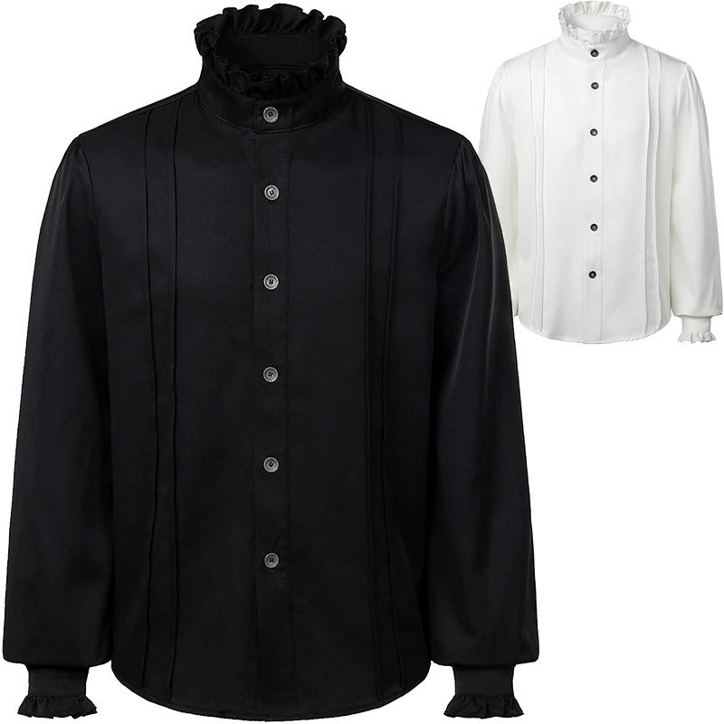 Men’s Pleated Pirate Shirt – Steampunk Medieval Renaissance Top

