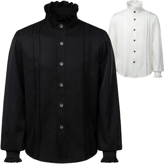 Men’s Pleated Pirate Shirt – Steampunk Medieval Renaissance Top

