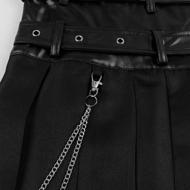 Dark Punk Rock Black Skirt Pants Unisex Gothic Streetwear Wide Leg Bottoms
