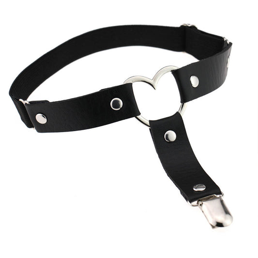 Punk Love-Shaped Leather Leg Ring: Japanese Non-Slip Thigh Socks Foot Ring Garter