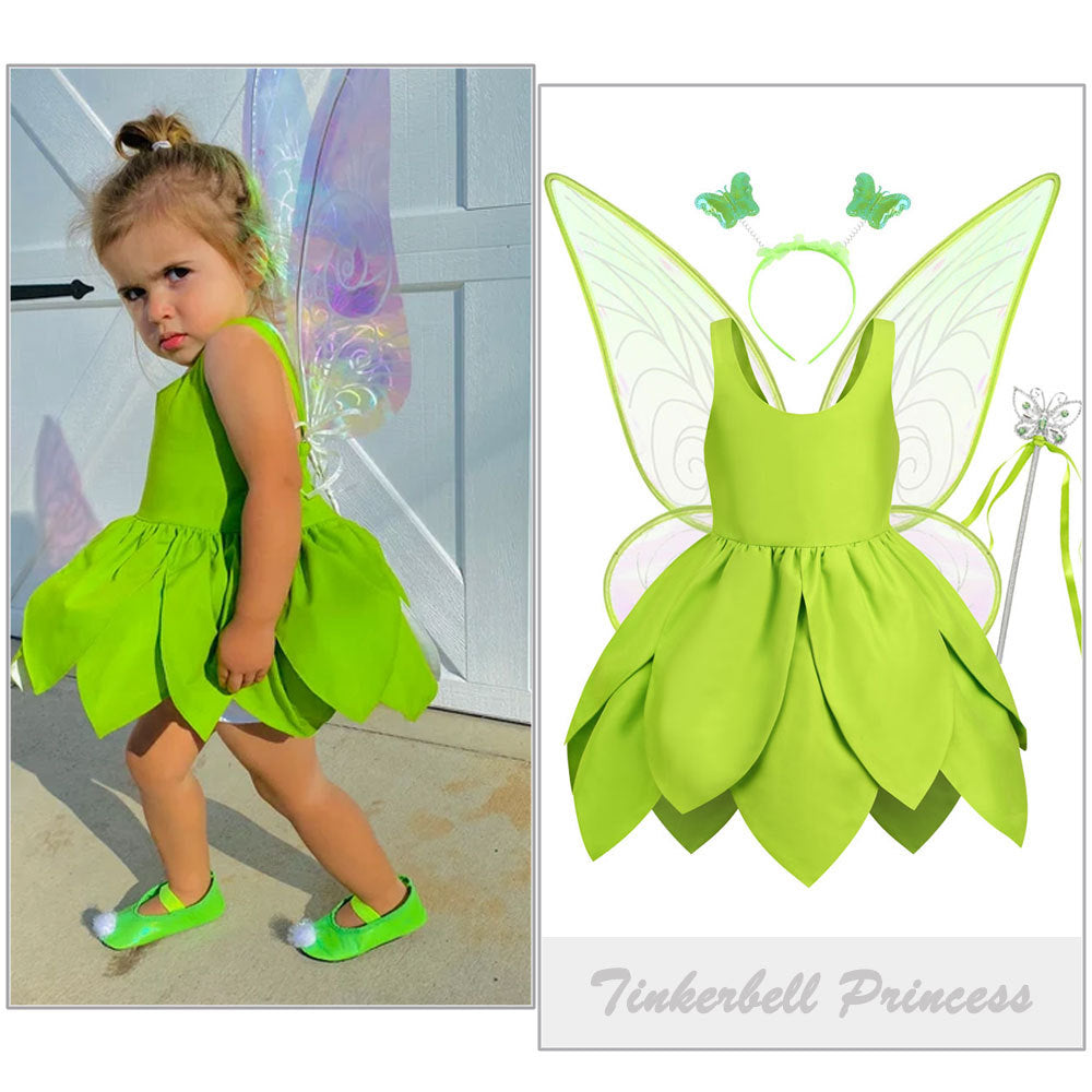 Green Elf Elsa Wonderful Fairy Tinker Bell Princess Dress Tinker Bell