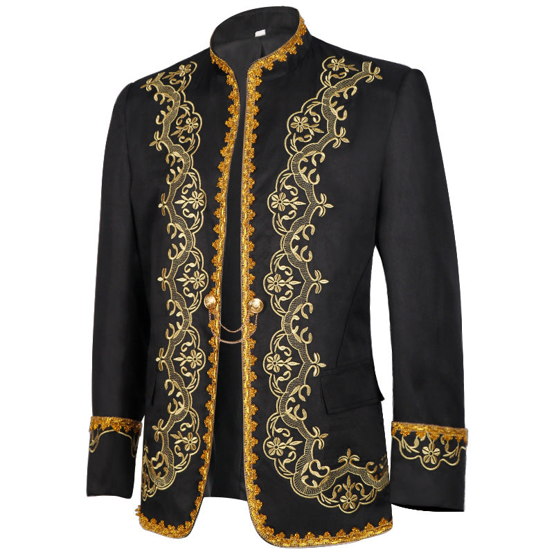 European Royal Suit for Men – Gold-Encrusted Regal Prince Jacket