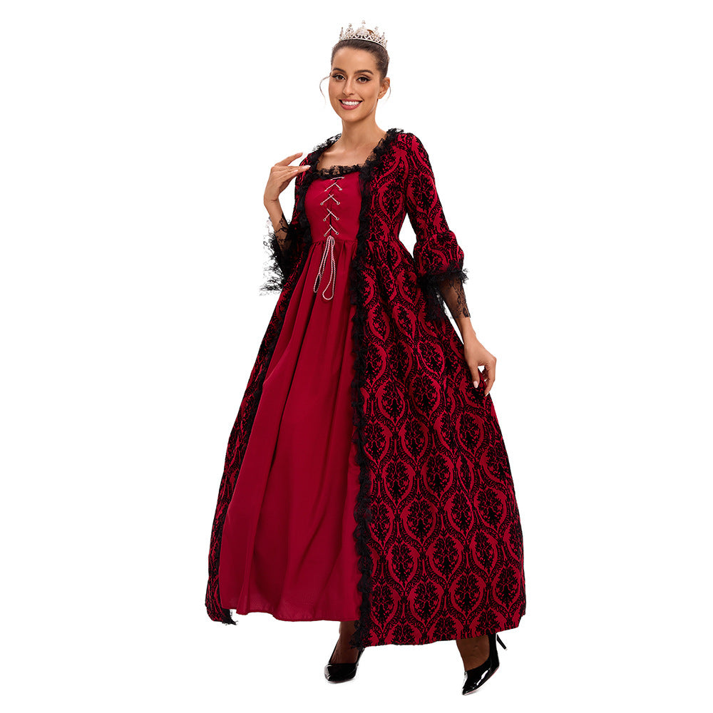 Women’s Vintage Gothic Renaissance Lace Court Dress Medieval Victorian Ball Gown