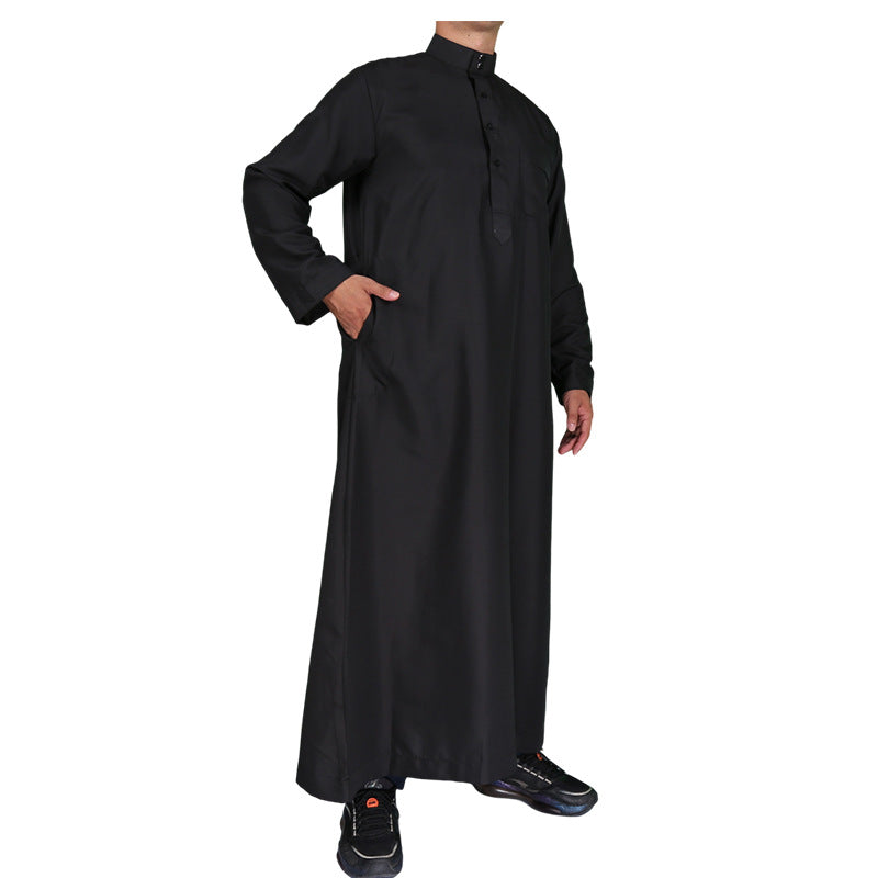 Mens Black Thobe Islamic Jubba Kaftan Robe | Traditional Arab Bisht for Formal Events