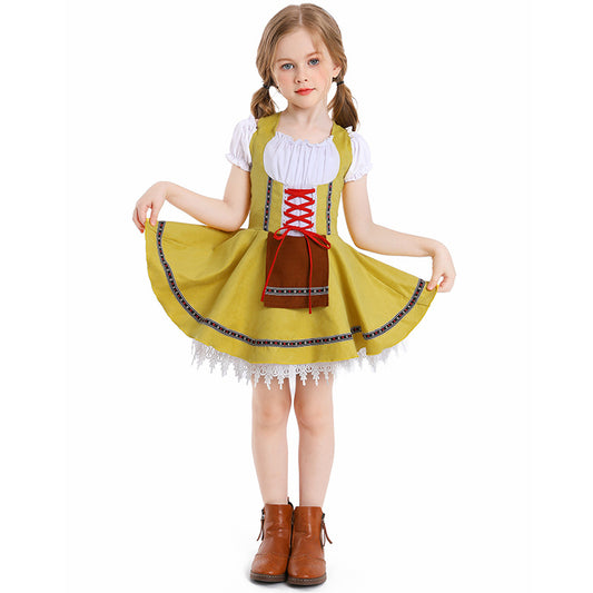 Girls Oktoberfest Costume Bavarian German Dirndl Dress Kids Fancy Dress
