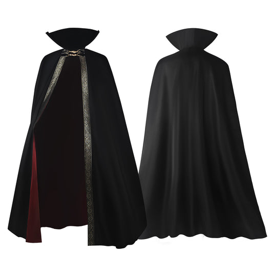 Medieval Vampire Cape Hooded Baron Cloak Gothic Costume for Men Women Kids
