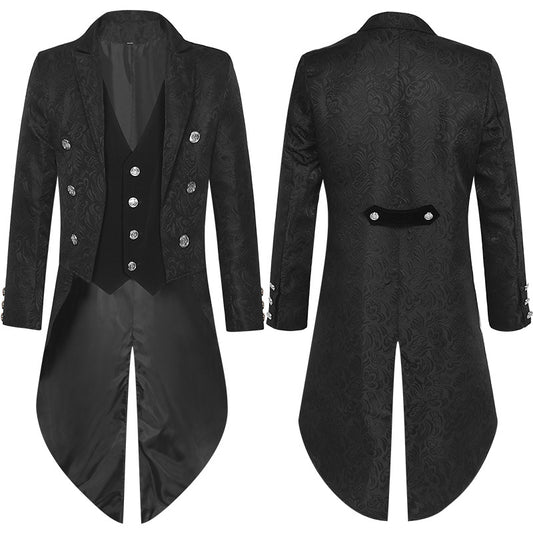 Men’s Steampunk Velvet Tailcoat – Victorian Formal Long Jacket MEEJOY COSTUMES