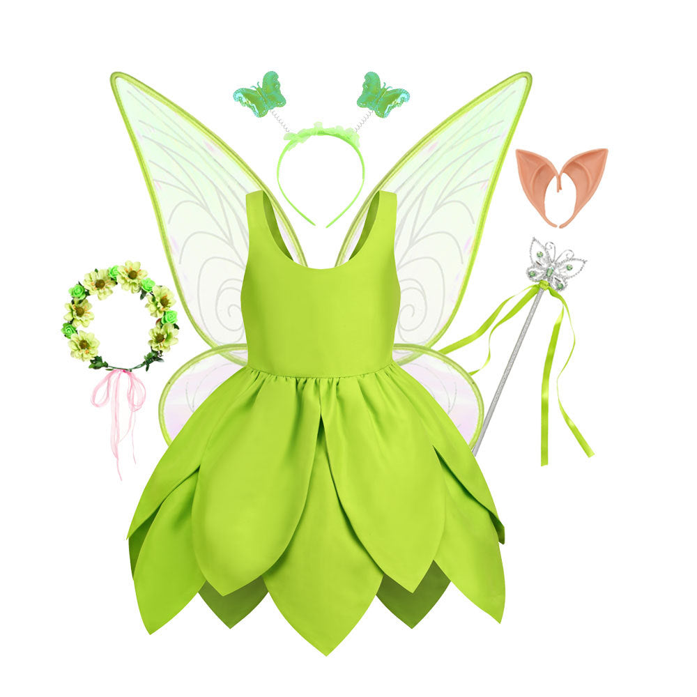 Green Elf Elsa Wonderful Fairy Tinker Bell Princess Dress Tinker Bell