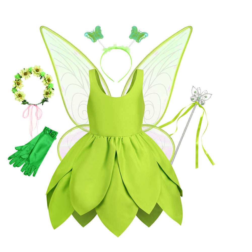 Green Elf Elsa Wonderful Fairy Tinker Bell Princess Dress Tinker Bell